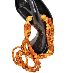 Vintage Art Deco Eggyolk 3 Tier Beautiful Plastic Necklace